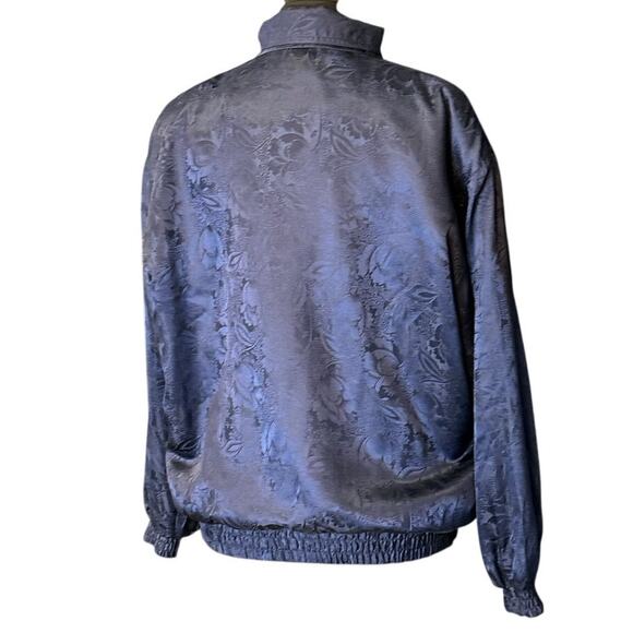 Vintage COACO Blue Full Zip Lightweight Jacket Size Paisley Print Silk XL - Picture 3 of 8